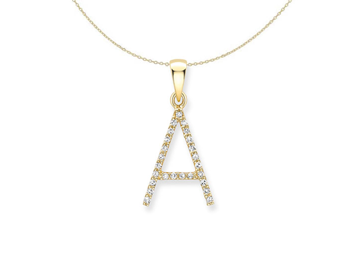 Diamond Letter Necklace 9ct Yellow Gold