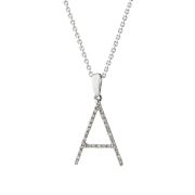 Diamond Letter Necklace 18ct White Gold - A