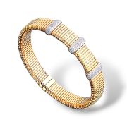 Tubogas Triple Diamond Bar Cuff Bracelet 18ct Yellow Gold