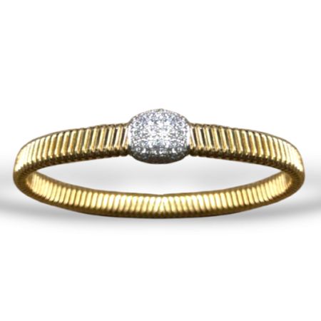 Diamond Pebble Cuff Bracelet 18ct Yellow Gold