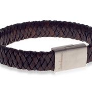 Demon Flat Weave Bracelet Brown - Brown woven leather bracelet