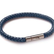 Demon Single Weave Bracelet Blue - Mens leather bracelet blue