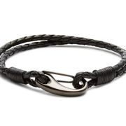 Demon Lobster Clasp Bracelet Black - Leather steel hook bracelet