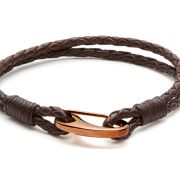 Demon Lobster Clasp Bracelet Brwon - Brown leather hook bracelet