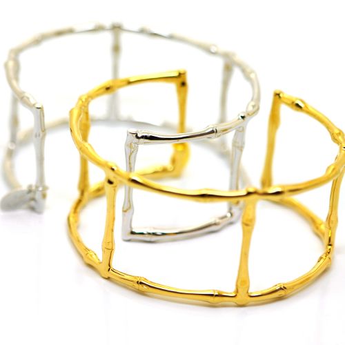 Bamboo bangles silver & gold new version