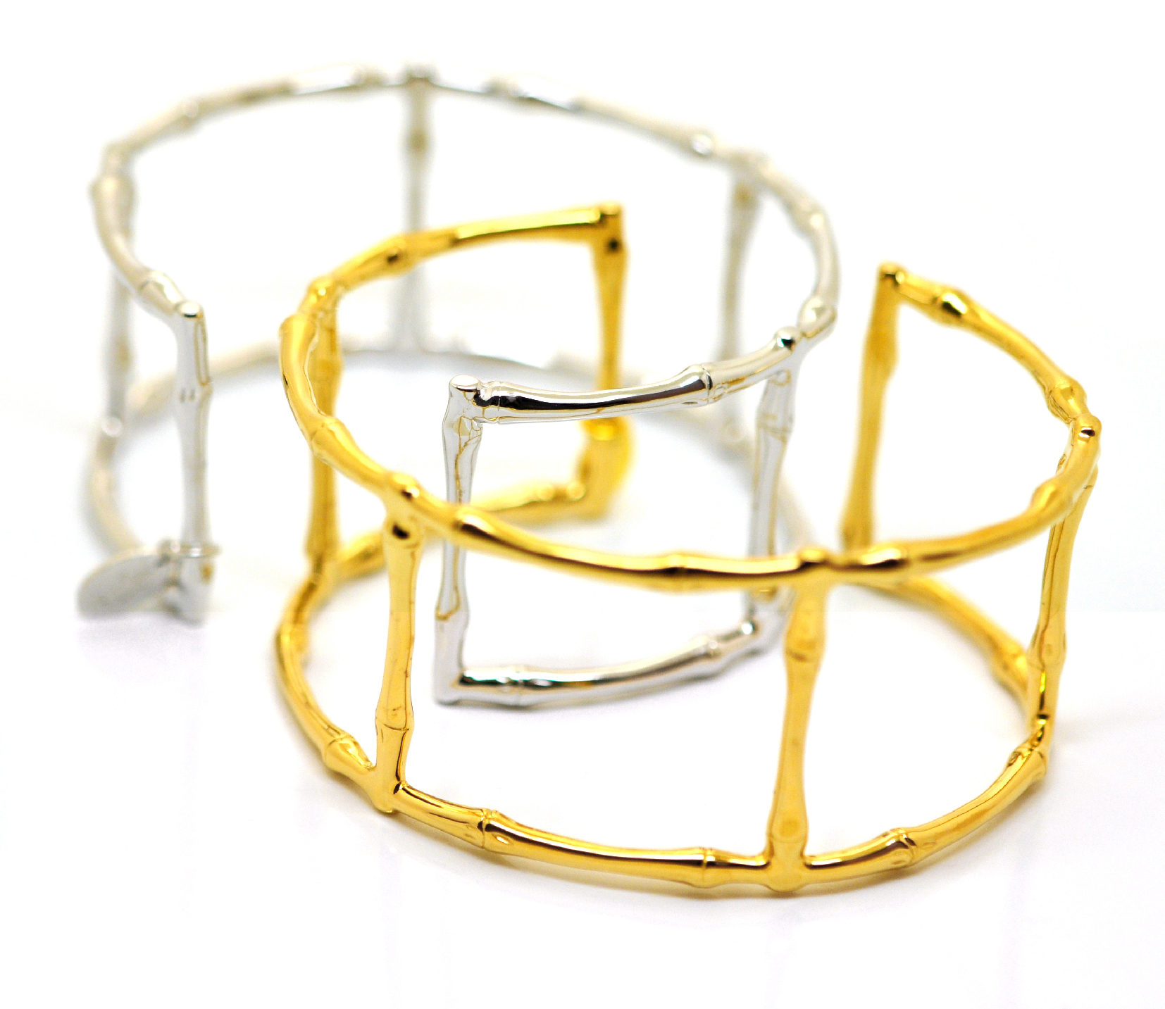 Bamboo bangles silver & gold new version