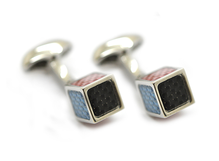 Carbon Cube Cufflinks Rainbow