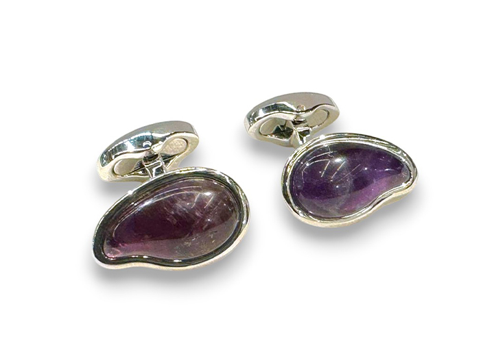 Chakra Pebble Cufflinks Amethyst