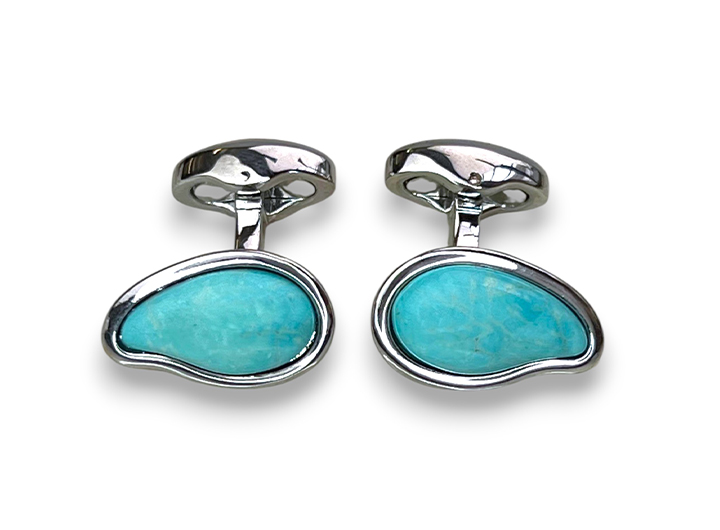 Chakra Pebble Cufflinks Blue Howlite