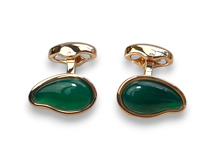Chakra Pebble Cufflinks Green Agate