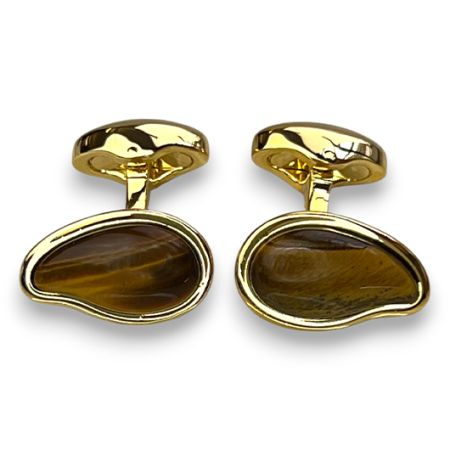 Chakra Pebble Cufflinks Tigers Eye