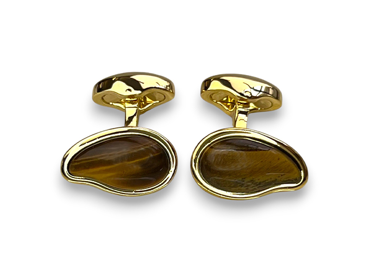 Chakra Pebble Cufflinks Tigers Eye
