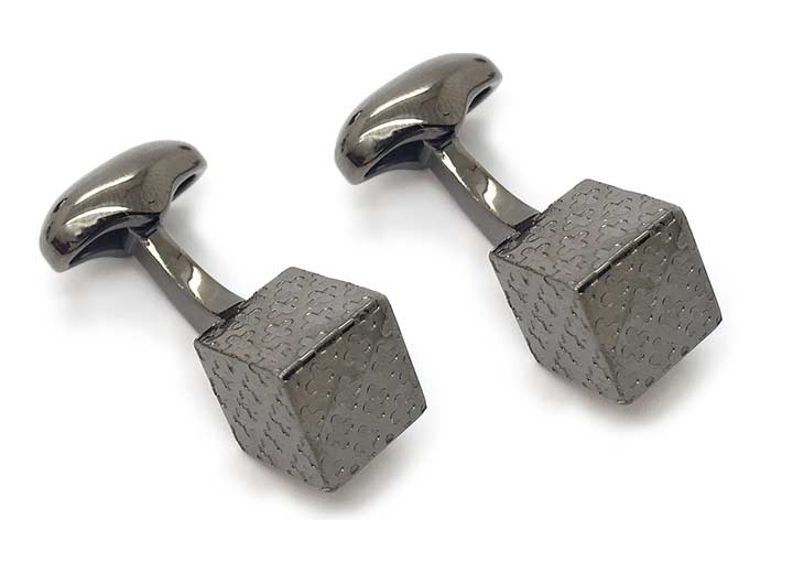 Clover Cube Cufflinks, Black Rhodium