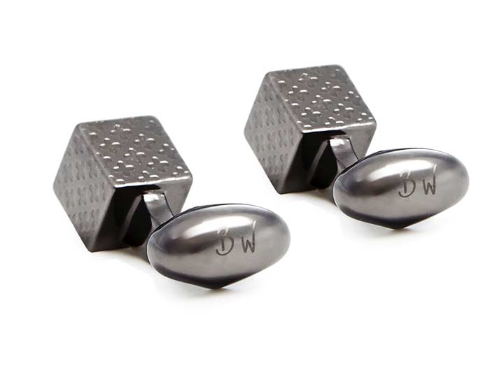 Clover Cube Cufflinks, Black Rhodium