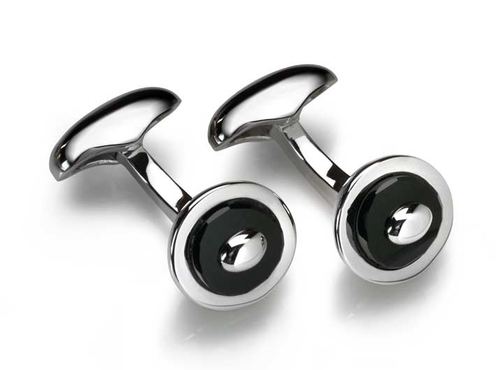 Crystal Button Cufflinks Black