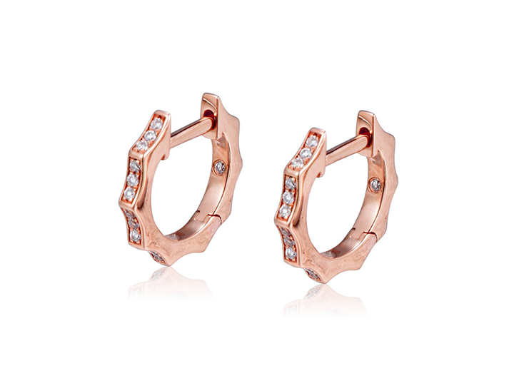 Curly Diamond Huggies 18ct Rose Gold