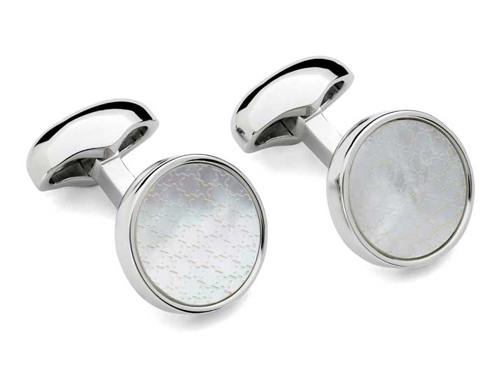 Deco Arabesque Cufflinks Mother of Pearl