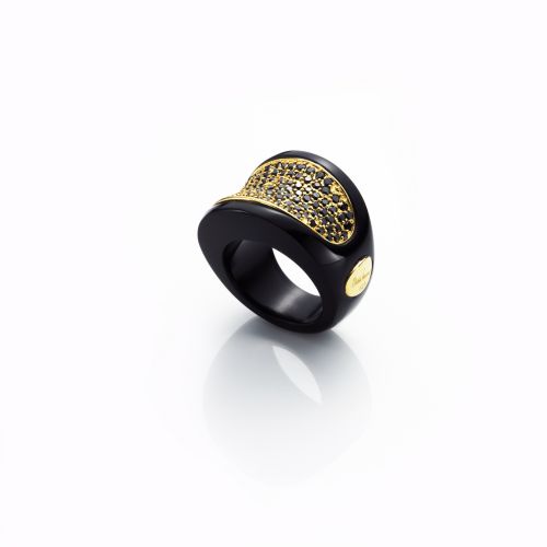 Deco Ring-Black Obsidian