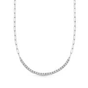 Diamond Tennis Paperclip Necklace 18ct White Gold