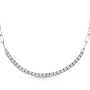 Diamond Tennis Paperclip Necklace 18ct White Gold