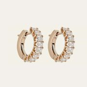 Emerald Cut Diamond Huggies 18ct Rose Gold