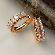Emerald Cut Diamond Huggies 18ct Rose Gold
