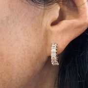 Emerald Cut Diamond Huggies 18ct Rose Gold