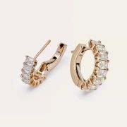 Emerald Cut Diamond Huggies 18ct Rose Gold