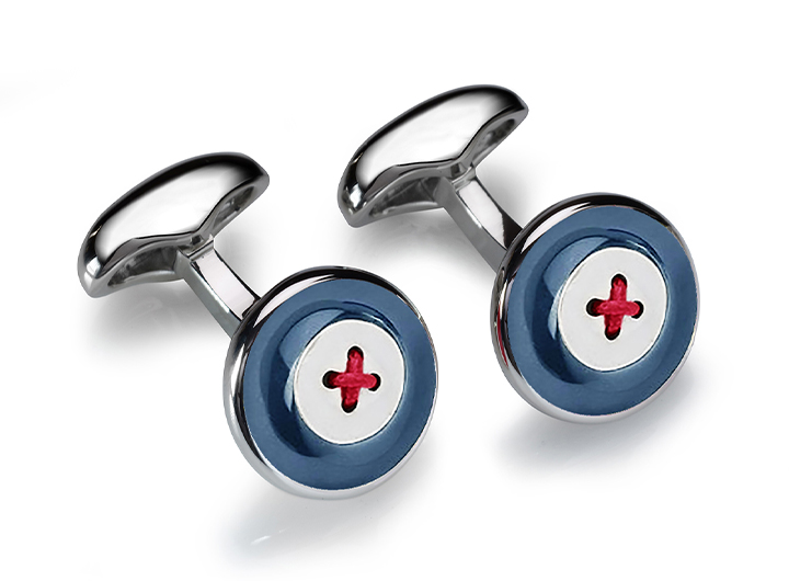 Enamel Button Cufflinks Teal