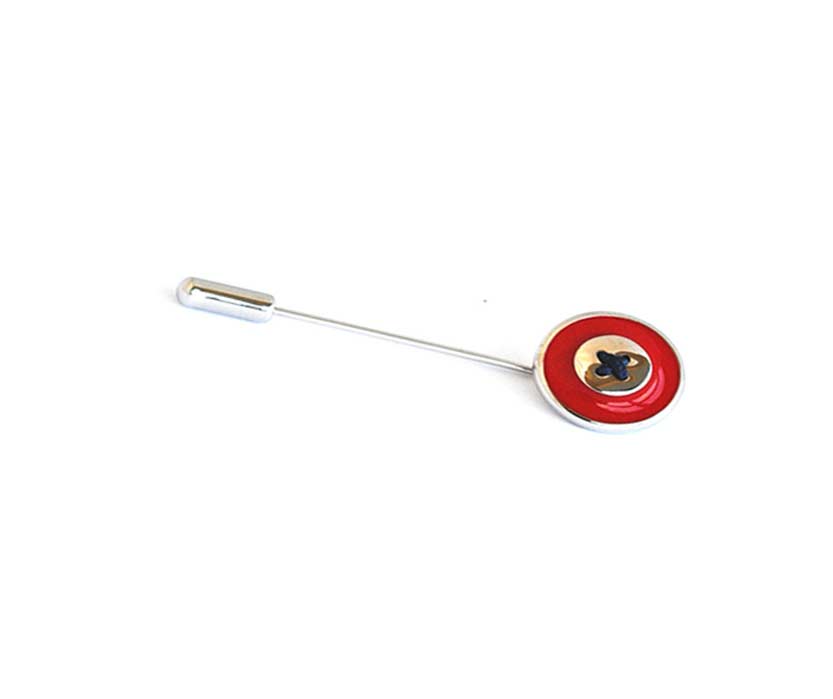 Enamel Button Tie Pin Red