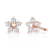 Flower Diamond Stud Earrings 18ct Rose Gold