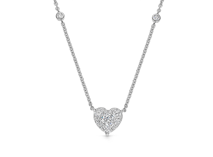 Heart Diamond Necklace 18ct White Gold