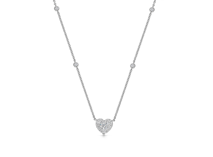 Heart Diamond Necklace 18ct White Gold