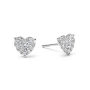 Heart Diamond Stud Earrings 18ct White Gold