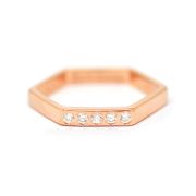 Hexagon Stone Ring Rose Gold