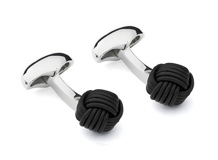 Knot Leather Cufflinks Black