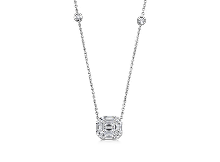 Deco Diamond Mosaic Necklace 18ct White Gold