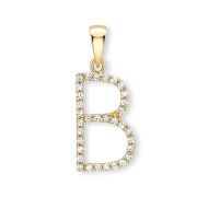 Diamond Letter Necklace 9ct Yellow Gold