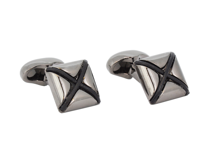 Origami Star Pelle Cufflinks Black Rhodium