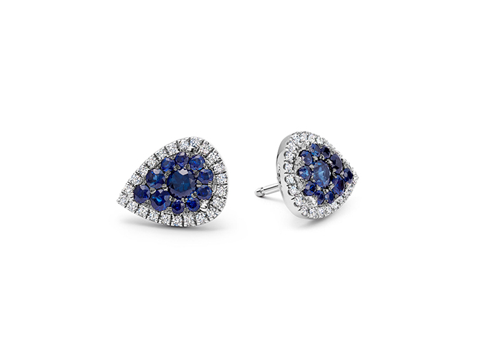 Pear Diamond & Blue Sapphire Stud Earrings