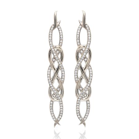 Poison Ivy Large Earrings Silver