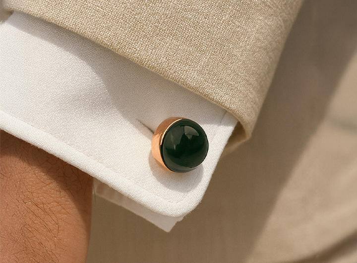 Chakra Power Orb Cufflinks Green Agate