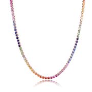 Rainbow Sapphire Tennis Necklace 18ct Rose Gold