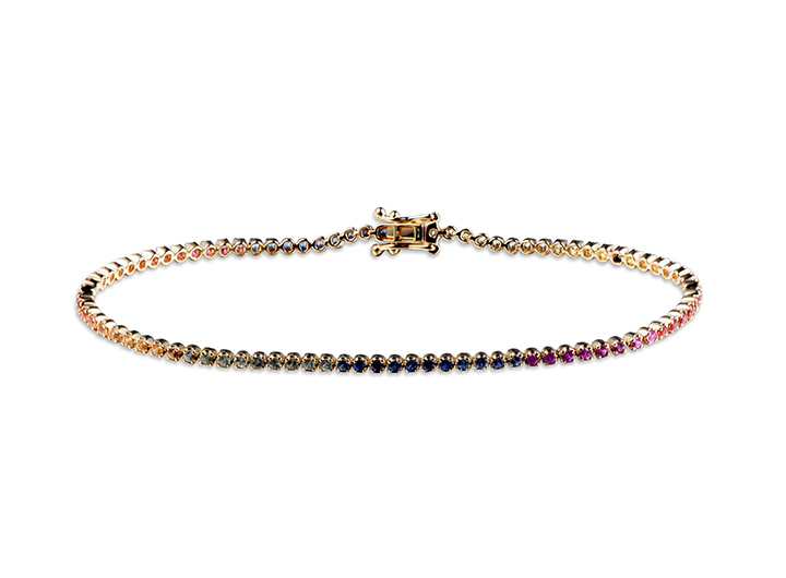 Rainbow Sapphire Tennis Bracelet 18ct Rose Gold