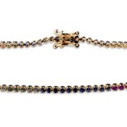 Rainbow Sapphire Tennis Bracelet 18ct Rose Gold