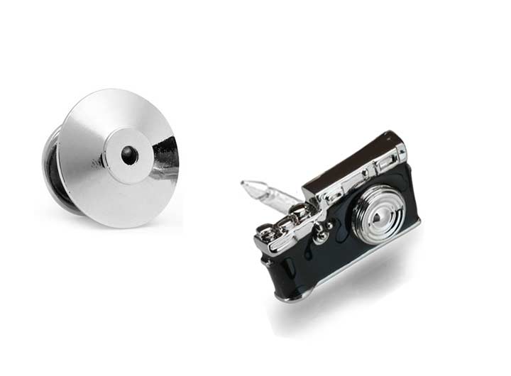 Retro Camera & Film Pin Black