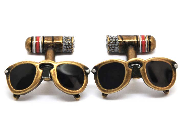 Retro Sunglasses & Cigar Cufflinks Brown