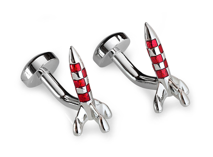 Retro Rocket Cufflinks Red