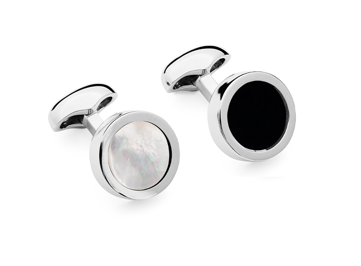Reverso Disc Cufflinks Onyx & Mother of Pearl