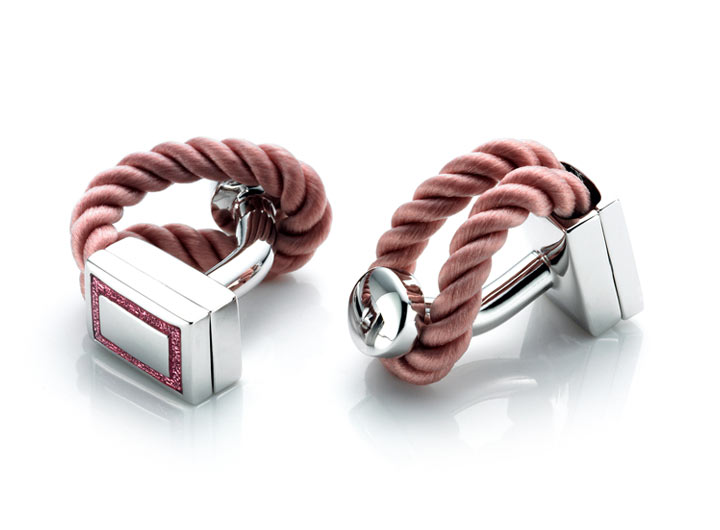 Rope Wrap Cufflinks Pink